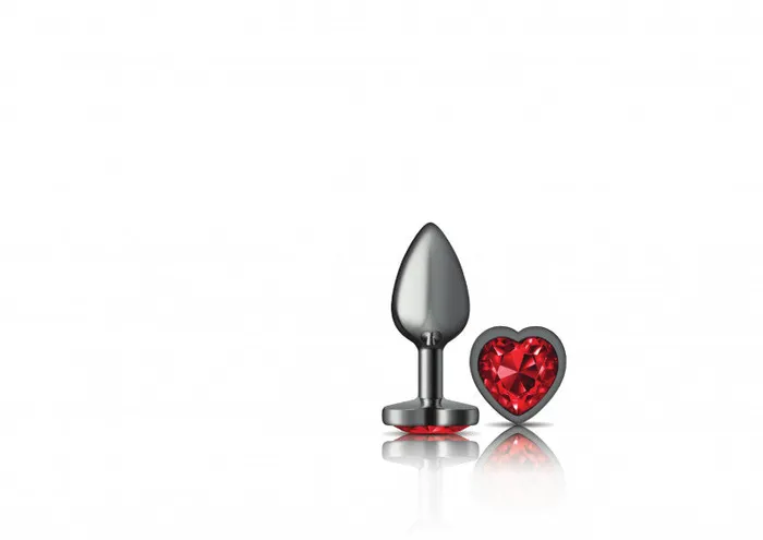 Viben Anal Cheeky Charms Gunmetal Metal Butt Plug Heart Dark Red Small