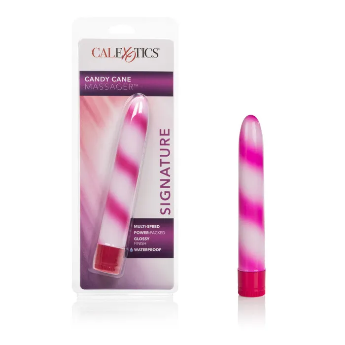 Vibrators CalExotics Waterproof Candy Cane Pink 7in Vibrator