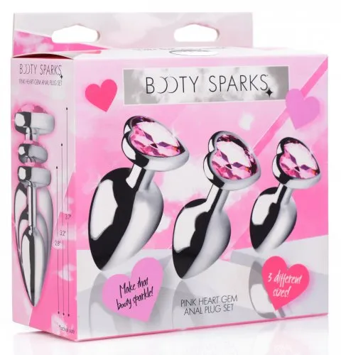 XR Brands Anal | Booty Sparks Pink Heart Gem Anal Plug Set