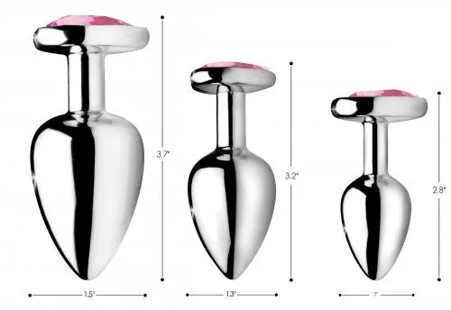 XR Brands Anal | Booty Sparks Pink Heart Gem Anal Plug Set