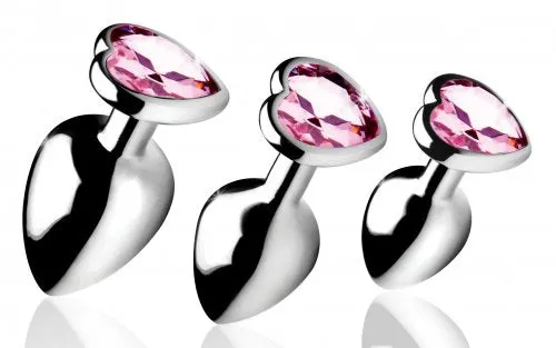 XR Brands Anal | Booty Sparks Pink Heart Gem Anal Plug Set