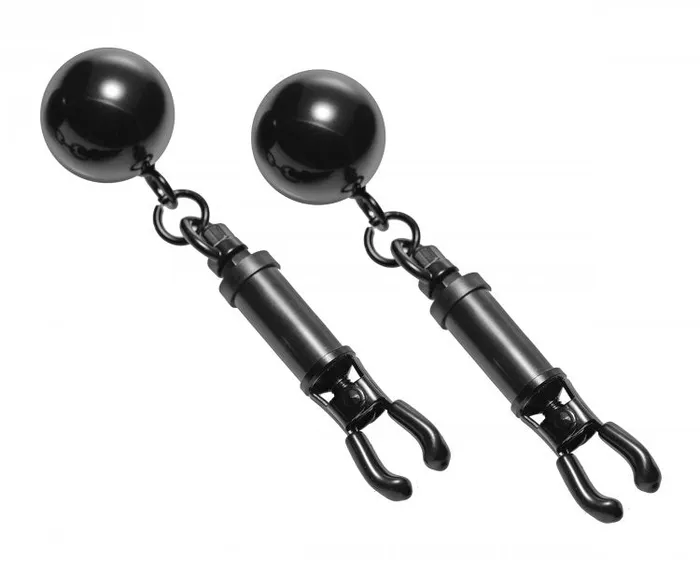 XR Brands Anal | Master Series Black Bomber Nipple Clamps W-ball Weight
