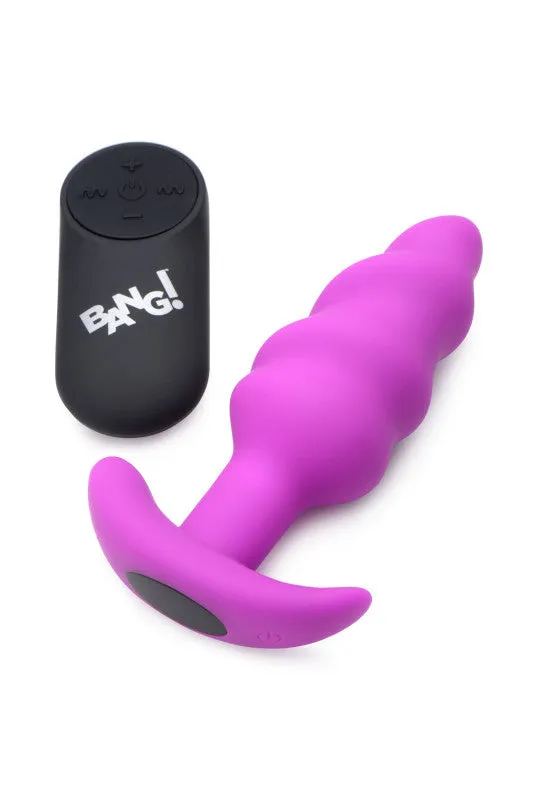 XR Brands Bang Anal | 21x Silicone Swirl Plug With Remote - Purple