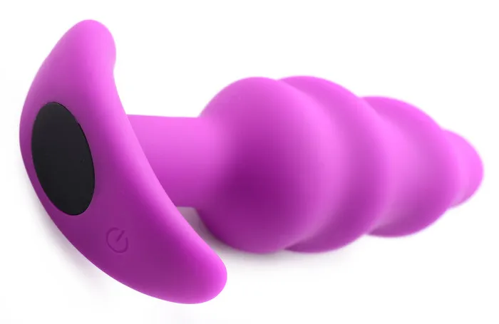 XR Brands Bang Anal | 21x Silicone Swirl Plug With Remote - Purple