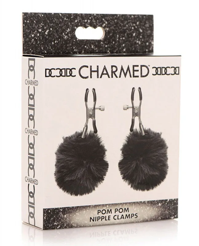 XR Brands Charmed Anal | Pom Pom Nipple Clamps - Black XR Brands Charmed Anal | Pom Pom Nipple Clamps - Black