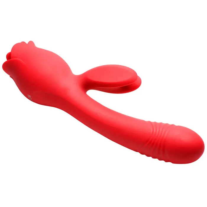 XR Brands inmi Blooming Bunny Sucking and Thrusting Silicone Rabbit Vibrator - Red | Vibrators XR Brands inmi Blooming Bunny Sucking and Thrusting Silicone Rabbit Vibrator - Red | Vibrators