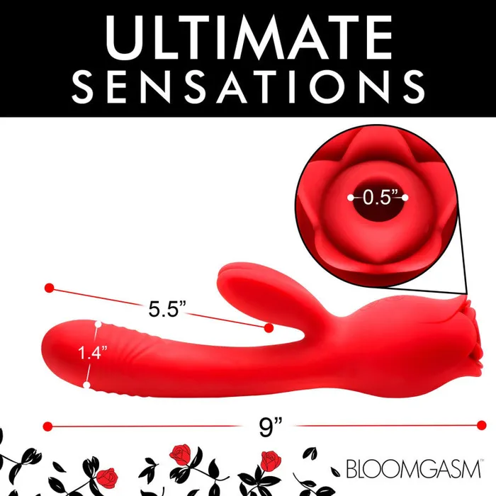 XR Brands inmi Blooming Bunny Sucking and Thrusting Silicone Rabbit Vibrator - Red | Vibrators XR Brands inmi Blooming Bunny Sucking and Thrusting Silicone Rabbit Vibrator - Red | Vibrators