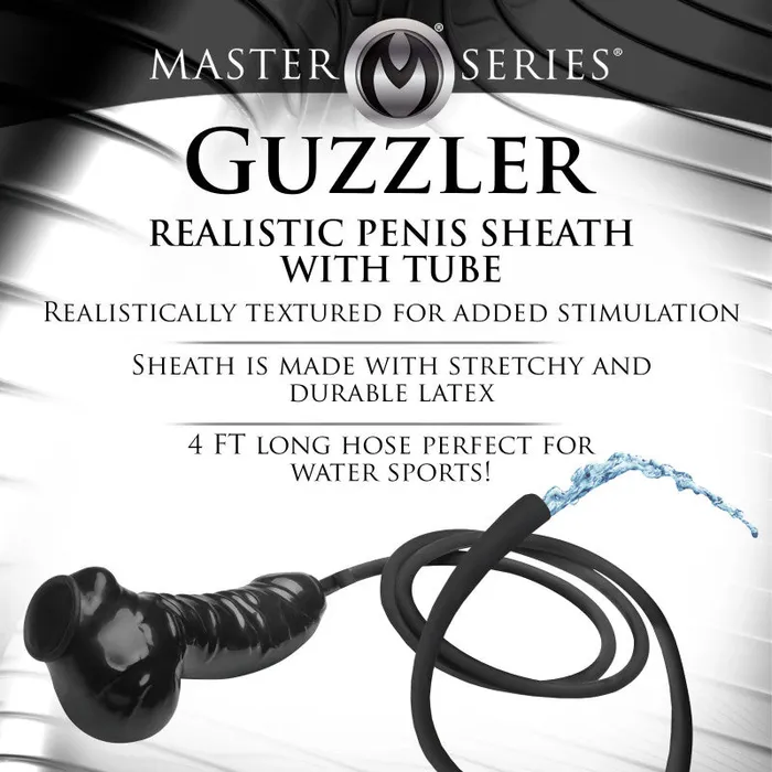 XR Brands Master Series Anal | Guzzler Sheath With Tube - Black XR Brands Master Series Anal | Guzzler Sheath With Tube - Black